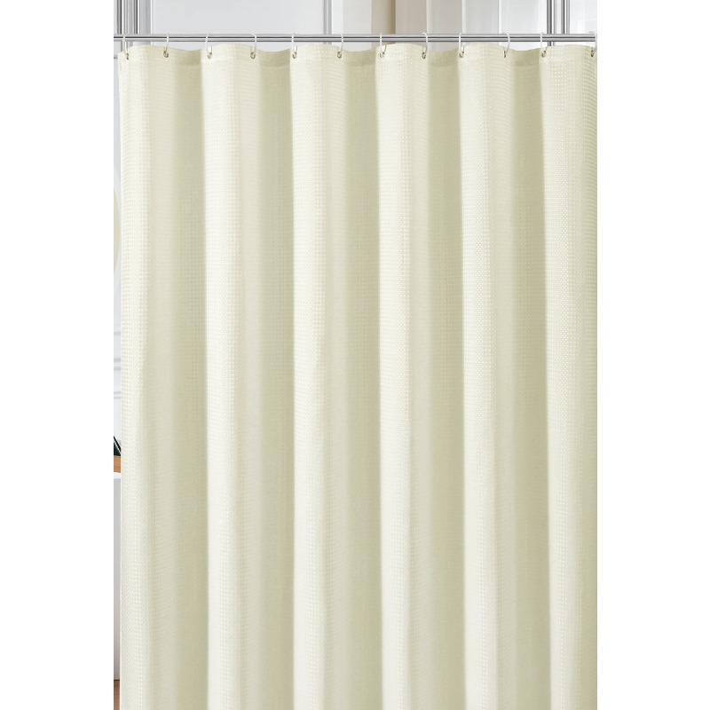 Plain Waterproof and Mildew-proof Polyester Shower Curtain Bathroom Bathroom Punch-free Shower Curtain Fabric: 180*210cm / Beige