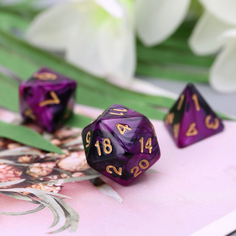 7 teile/satz Acryl Würfel Schwarz Lila Würfel Digitale D4 D6 D8 D10 D12 D20 Würfel KTV Bar Nachtclub Unterhaltung Werkzeuge erwachsene Spielzeug