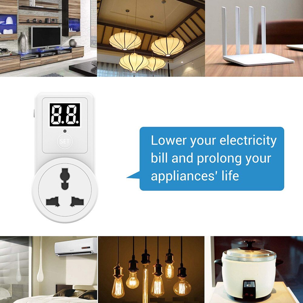 Interruptor de temporizador de Cuenta atrás con pantalla, enchufe Universal, Control de tiempo enchufable para batería de teléfono/tableta/Carga de coche eléctrico