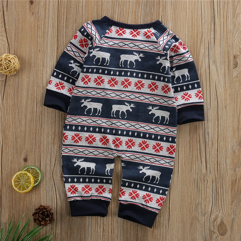 Nyfødt julebukser langærmet hjorteprint babypige bukser jule baby drenge jumpsuit juletøj til småbørn baby drenge outfit
