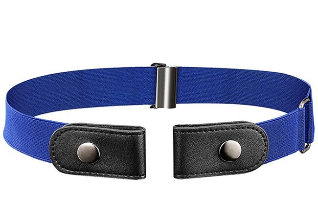 Curea elastica fara catarame femei pentru blugi fara catarama, sansths centura confortabila invizibila fara umflatura fara batai de cap: Albastru