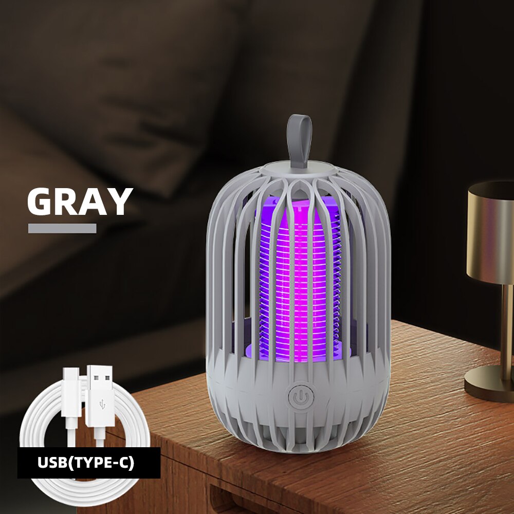 Rechargeable Usb Mosquito Killer Lamps Portable Mosquito Trap Light for Home Living Room Backyard Garden Outdoor Camping Fishing: Gray