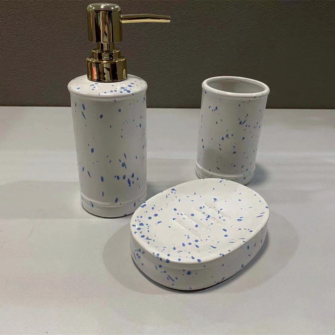 Bathroom Set, Sanitary Ware Set, Ceramic Lotion Hand Sanitizer, Bottled Mouthwash Cup, Soap Dish Three-piece Set