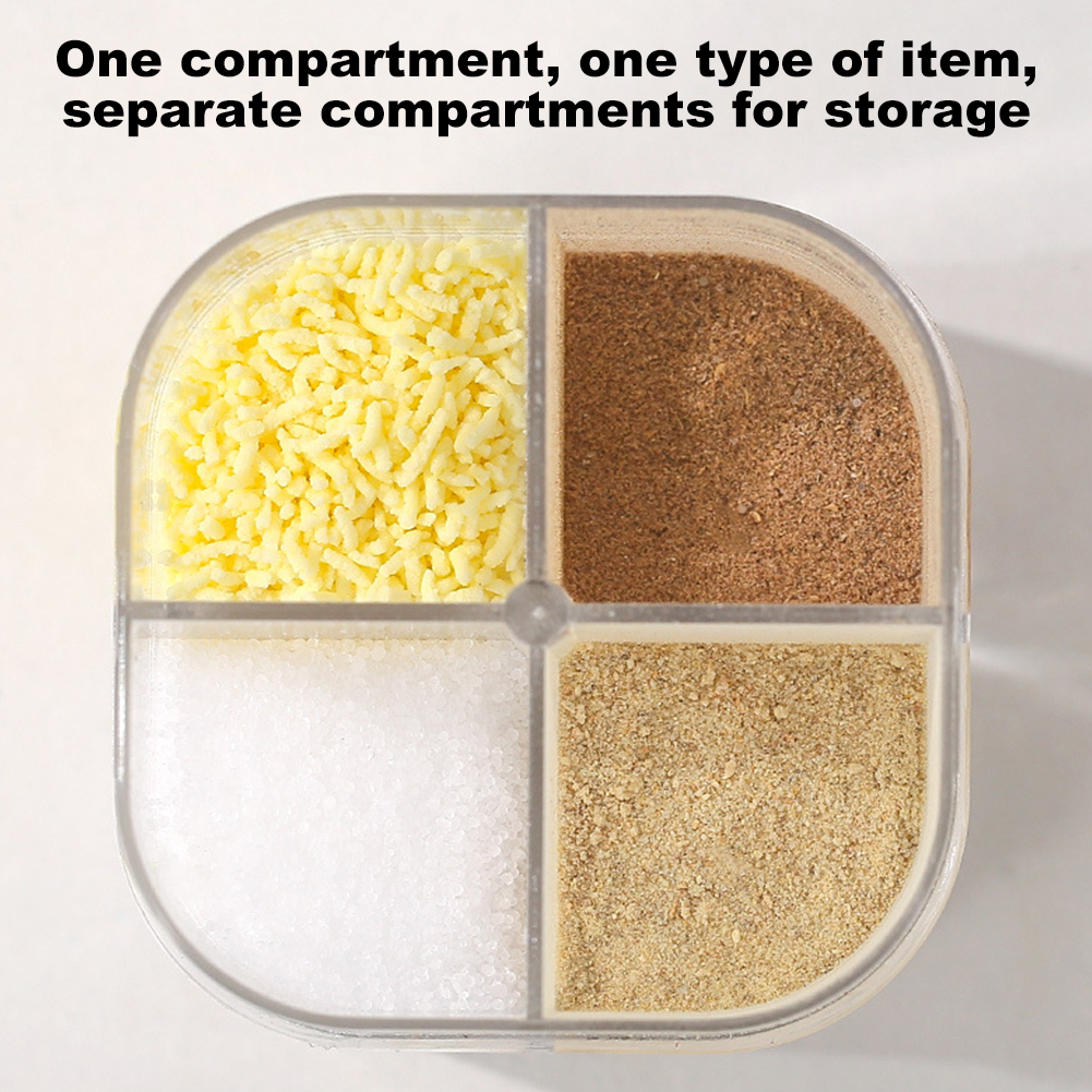 4- -i- -1 krydderbeholder med 4 rister, vippbart krydderglass med lokk og salt- og pepperbøsse for reise, camping, piknik