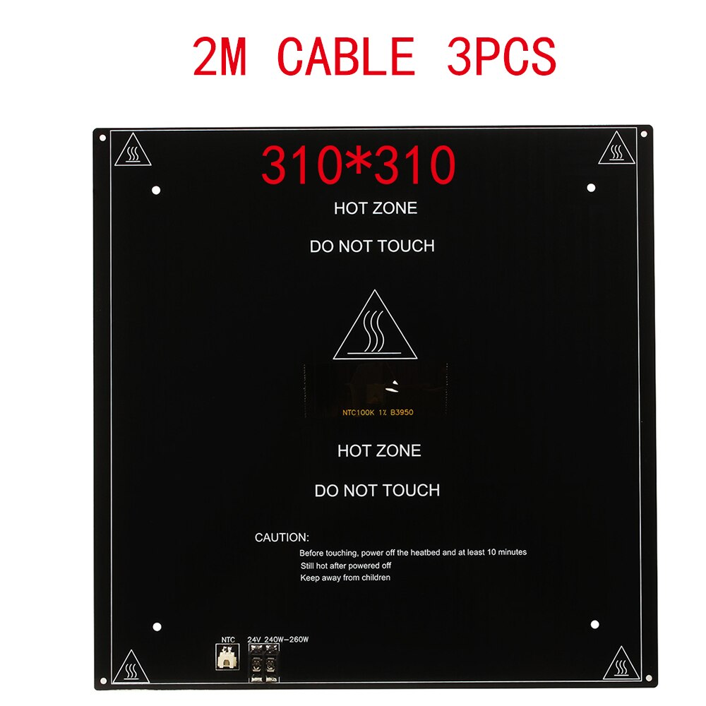 3D Printer Parts Black Aluminum Substrate Heated Bed MK3 MK2a MK2b hotbed Plate bed Platform 24V 220mm 310mm NTC100K DIY Kit: 310x310 With2M