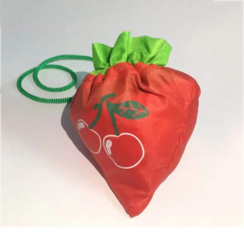 Leuke Fruit Opslag Handtas Opvouwbare Boodschappentassen Herbruikbare Kruidenier Eco Tote Pouch Nylon Tas Grote Capaciteit Vriendelijke Schoudertas: cherry