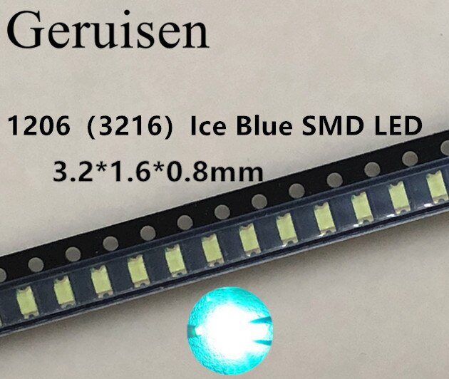 1000 Pcs/3216 1206 Ice Blue 0.01W Super Ultra Bright Smd Led-indicatie Smd 1206 Led Clear Blue 1206 Diodes