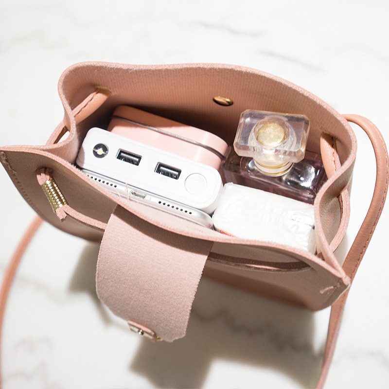 Spring Small Bucket Bag Women Deer PU Leather Shoulder Bag Female Wild Beam Crossbody Bag