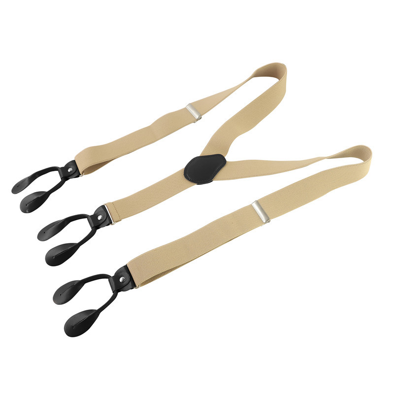 Bretelle Vintage ▾ da uomo di larghezza 3,5 cm con estremità a bottone in pelle PU nera rifinita con retrò a Y, bretelle elastiche regolabili per pantaloni, cintura