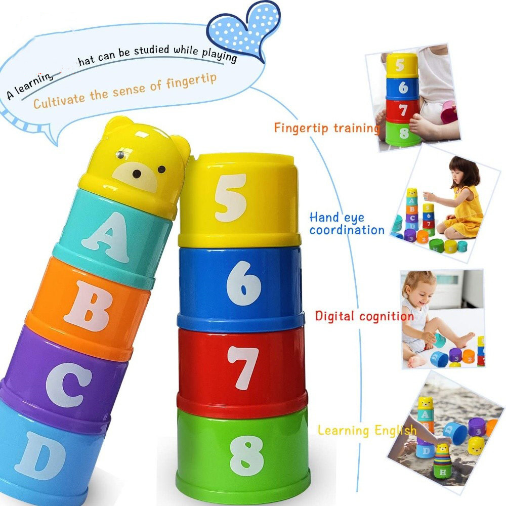 Jouets empilables de tasse Montessori pour bébé de 0 à 12 mois, jouets éducatifs pour baignoire de plage, piscine, de noël