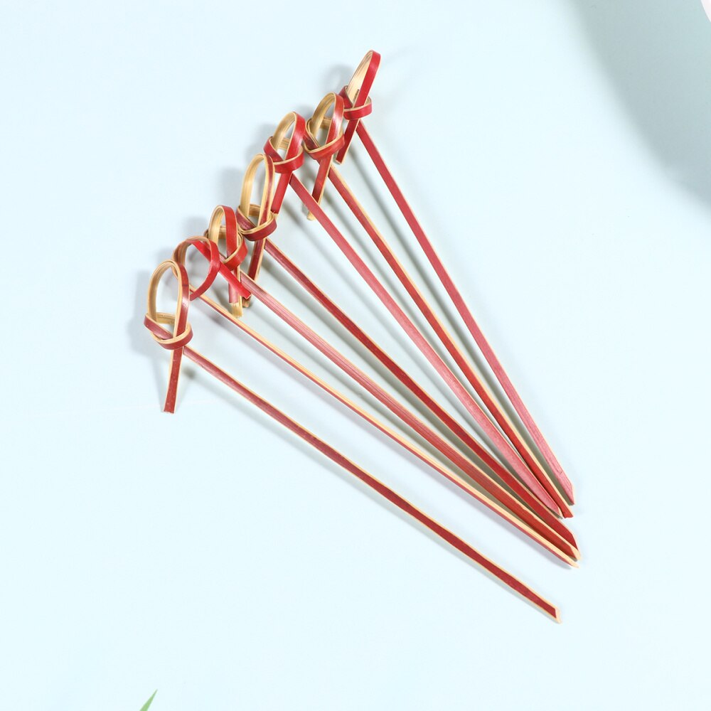 200 Pcs 10.5CM Disposable Thicken Cocktail Picks Knot Bamboo Fruit Appetizer Drink Food Picks Sticks Party Supplies (Black)