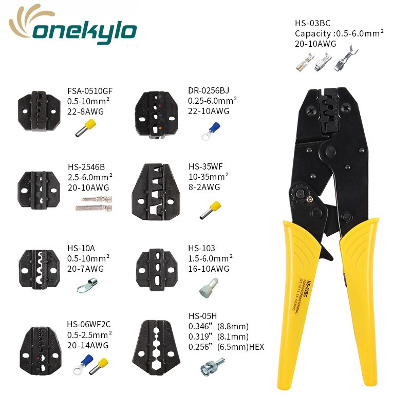 HS series hand crimping toolratchet crimping tool cable portable multi function folding pocket tool plier +jaw hs nippers: HS-03BC AND 8JAW