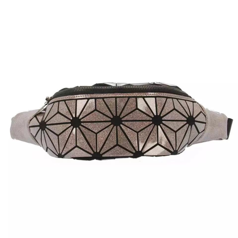 Holographic Waist Bag Geometric Pack for Women&Men Travelling Purse Wallet Luminous Belt Bum Iridescent Chest Bag: 5