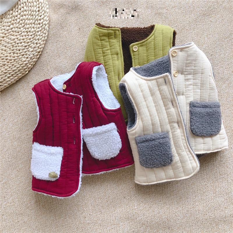Hiver Double face enfants en peluche gilet pour bébé fille gilet enfants vêtements enfant en bas âge sans manches veste garçons gilet polaire