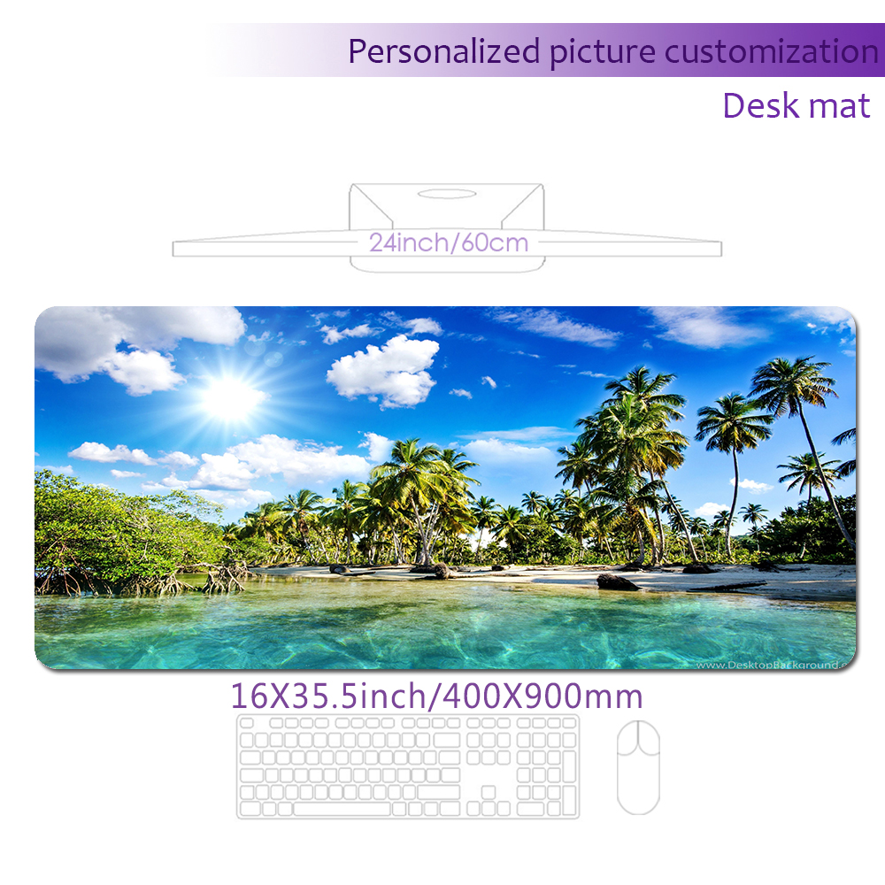 Natureza mousepad 400x900 grande mouse pad nuvem xxl azul tapetes de mesa jogos praia tapete escritório acessórios para computador: Prata