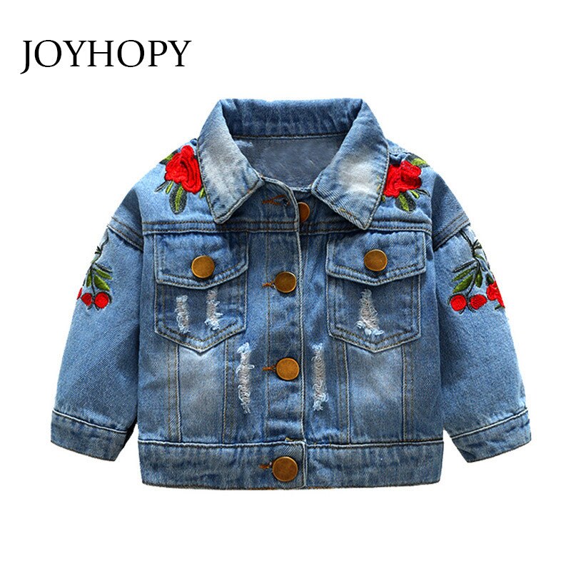 Baby Girls Outerwear Coats Newborn Infant Baby Jeans Coat for Girl Ripped Outwear Bebes Embroidery Denim Jackets: 6M