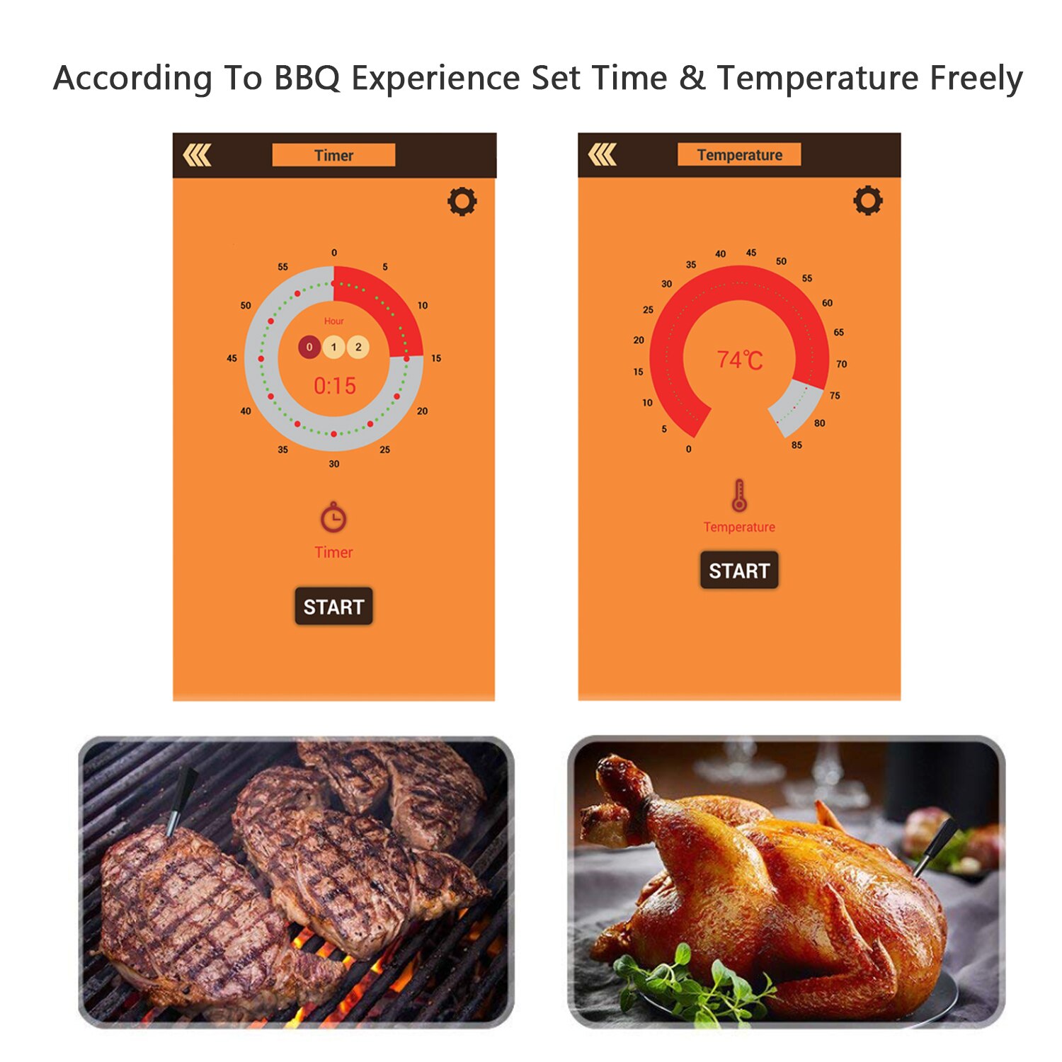 Kødtermometer trådløs til ovn grill bbq ryger rotisserie bluetooth tilslut digitalt køkkenværktøj grill tilbehør