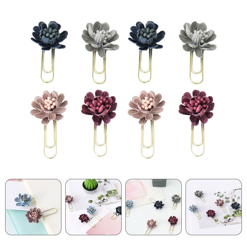 8 Stuks Bloem-Vorm Paperclip Creatieve Papier Klemmen Document Organiseren Clips