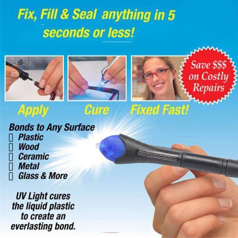 5 sekunders fix flydende glas svejsning uv lys reparation pen hærdende compound lim uv gel tætningsforbindelse reparationsværktøj