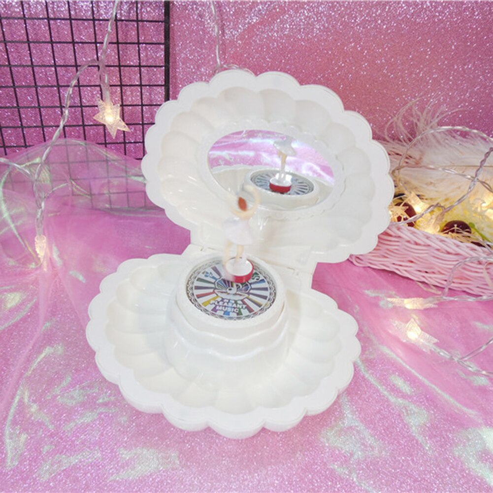 Pink Shell Shaped Rotating Girl LED Flashing Music Box Musical Toy shell Music baby room decoration Unisex Xmas home decor