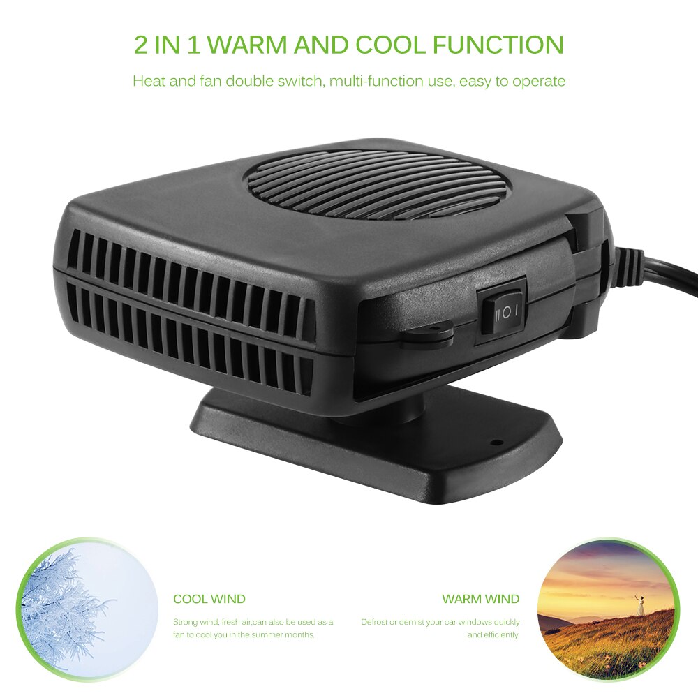 Aozbz 2 in 1 bilvarmer luftkøler ventilator forrude afrimning afrimning 12v elektrisk opvarmning bærbar auto tørretumbler opvarmet god
