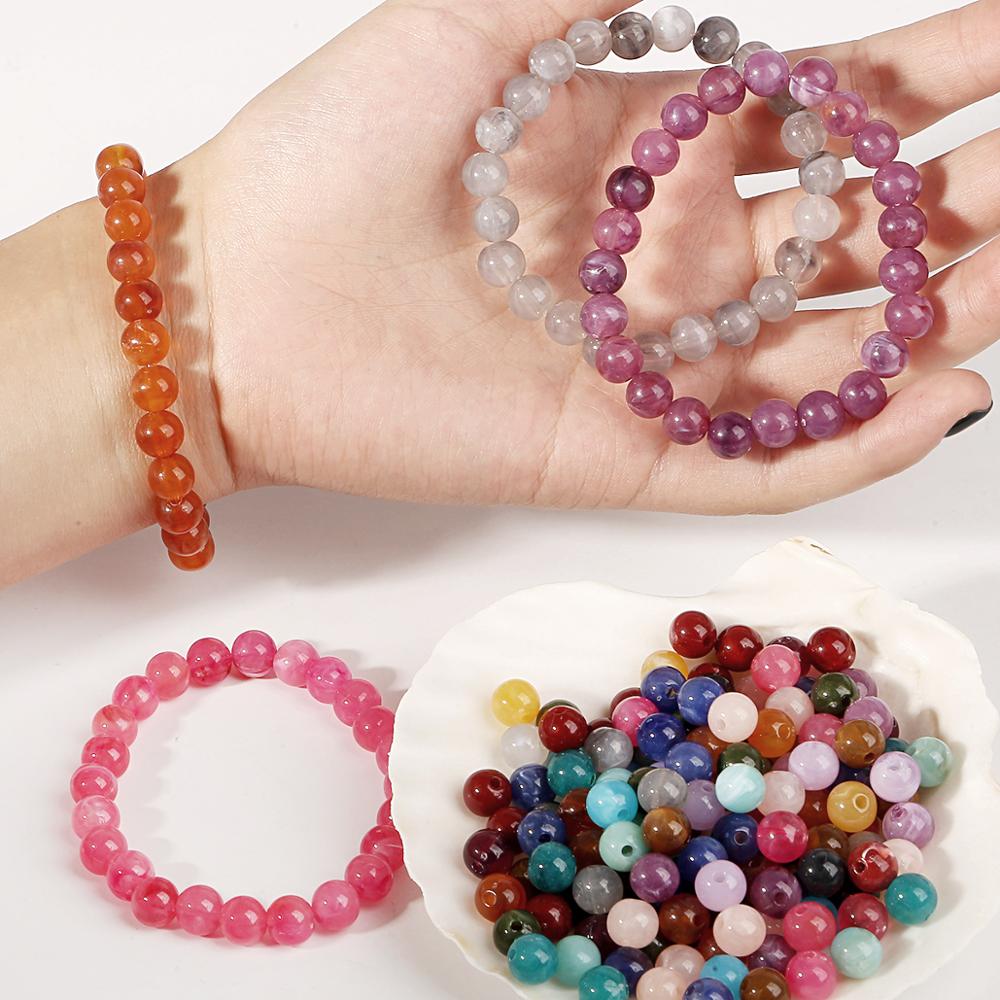 100pcs 6mm Acrylic Clouds Beads Effect Round BEADS Spacer Loose Beads For Jewelry Making Accessories DIY Bracelet Necklace