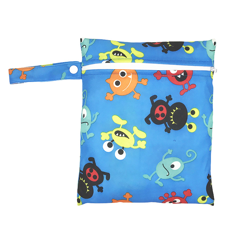 Printed Pocket Wet Bag Waterproof Reusable Nappy Bags PUL Travel Baby Nappy Mini Size Wet Dry Bags Wetbags 25x20cm