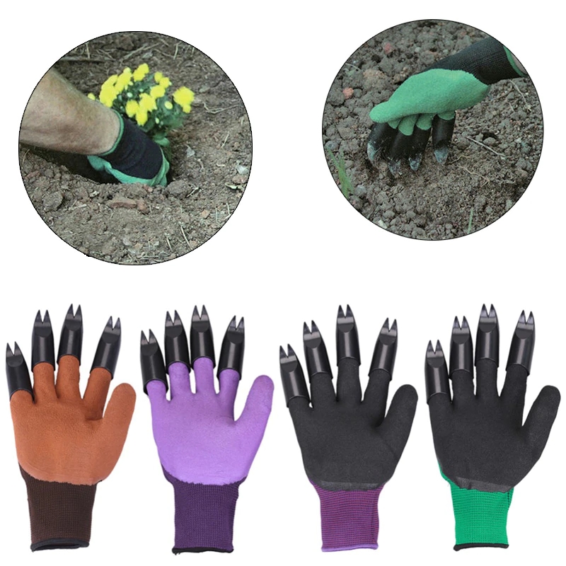 CRYSTALS Garden Multi-Purpose Gloves With 4 ABS Plastic Claws – Digging & Planting Claw Gloves – Green, One Size, Waterproof