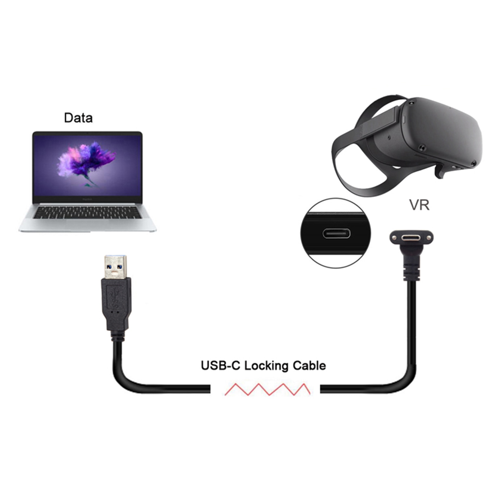 Cable de carga rápida de transferencia de datos USB tipo C para gafas Oculus Quest Link VR, soporte para Steam VR Quest tipo-c a USB 3,1, 3/5/8M