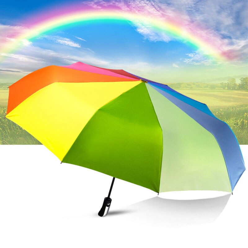 Rainbow Women Automatic Umbrellas Large Rain Umbrellas Anti-uv Sun Protection Portable Wind Resistant Folding Umbrella Parasol