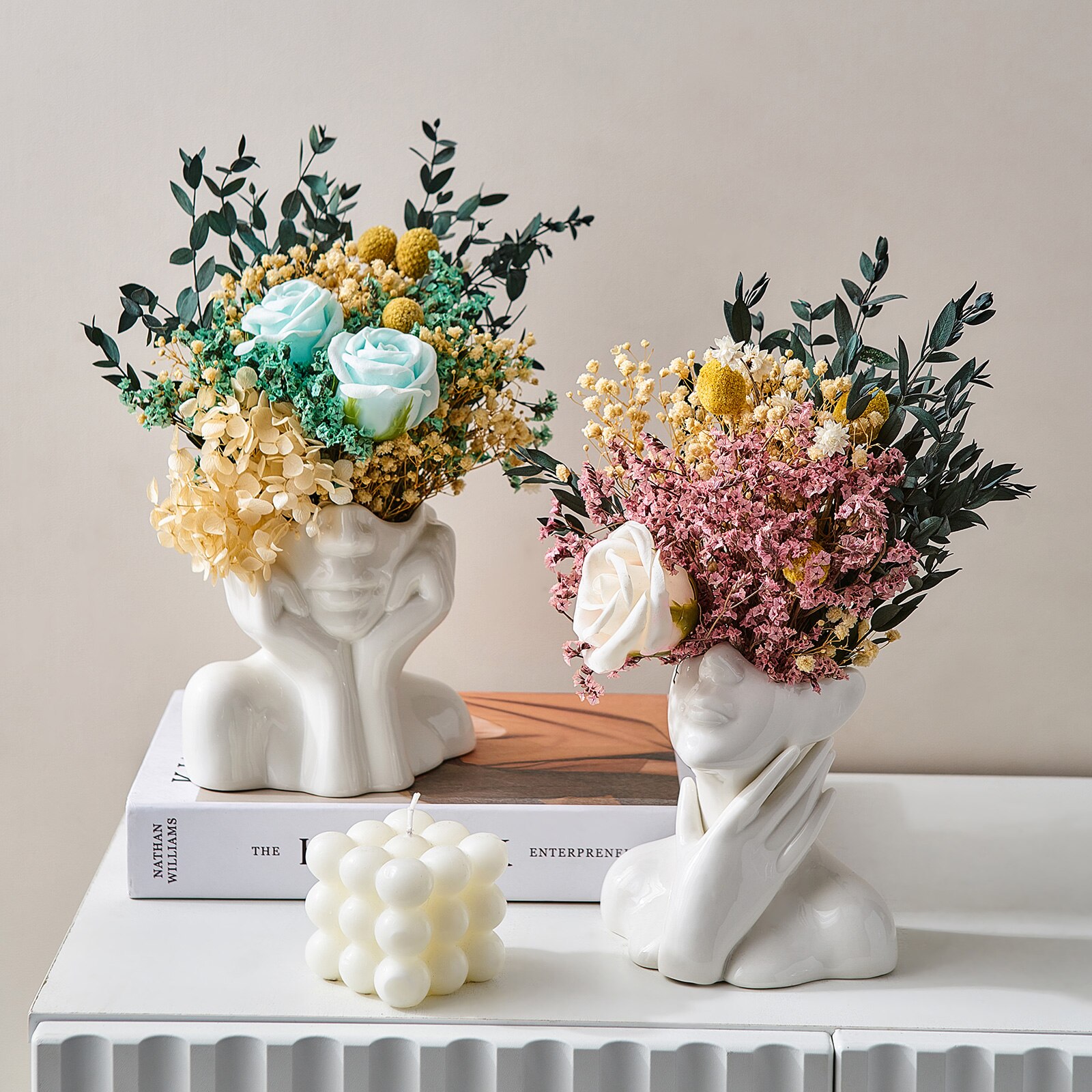 Moderne kunst abstrakt side ansikt vase hode keramisk vase tørkede blomster bord dekorasjon stue kontor dekorasjon hjem dekorasjon