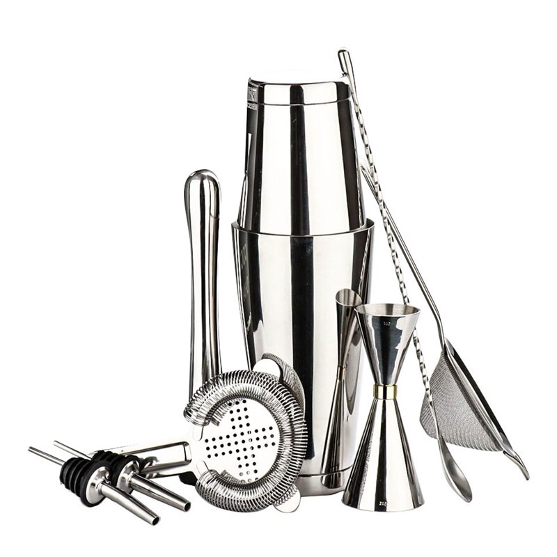 Bartender Mojito Kit-Stainless Steel Bartender Tools with Mixing Glass,Bar Spoon,Muddler,Strainer Cocktail Shaker Set: Default Title