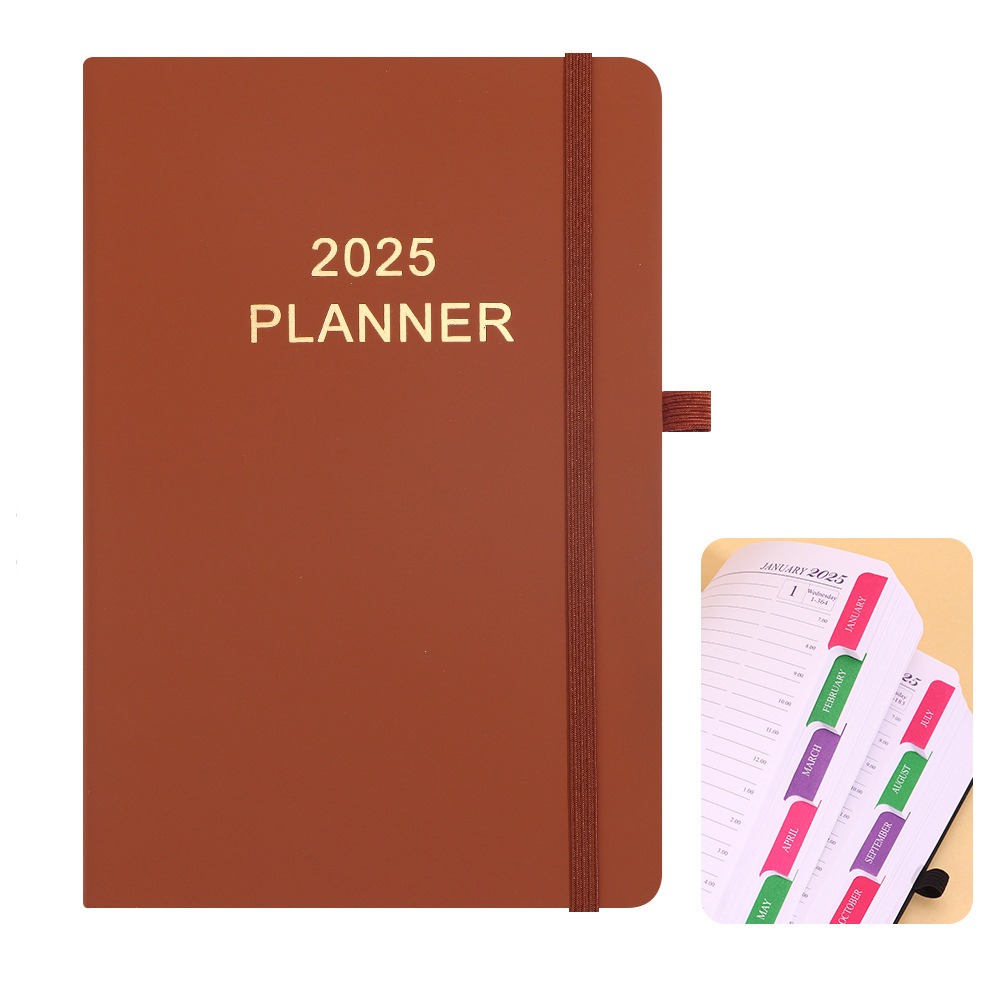 Schedule Journal Planner Notebook Efficiency Daily Planner Reminder Calendar Notebook PU with Straps Diary Book Office: Pink