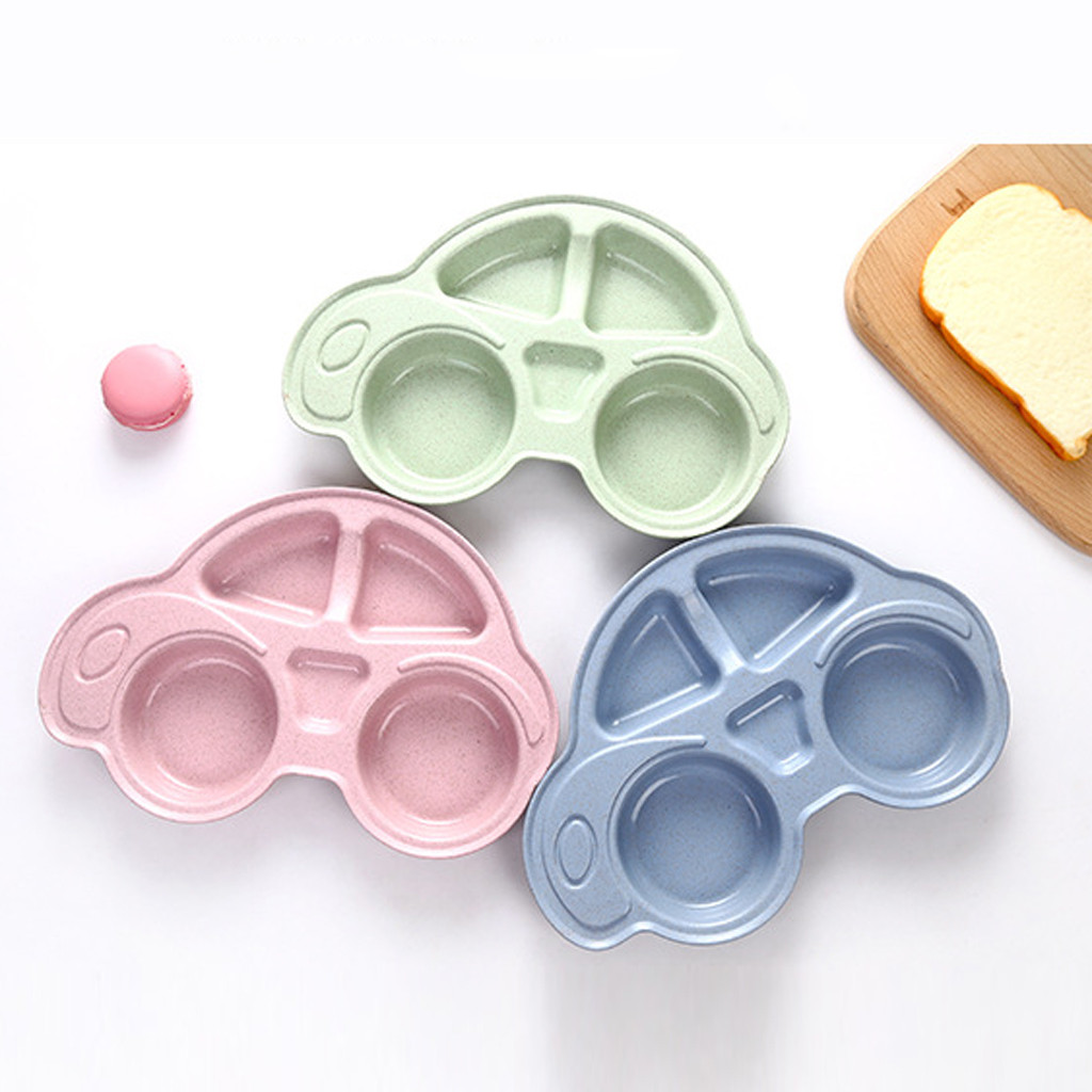 Dinner Plate Three Grid Fruit Plate Separate Children'S Dinner Plate Cute Solid Color Household Tableware #YL10