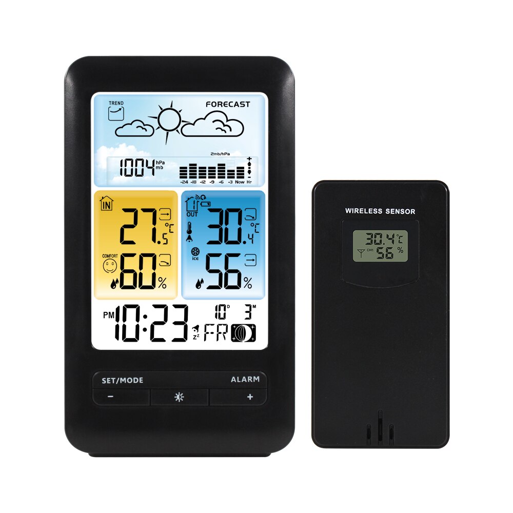 Digital Clock Weather Station Thermometer Hygrometer Meter Wireless Electronic Alarm Clock Table Barometer Weather Forecast: Default Title