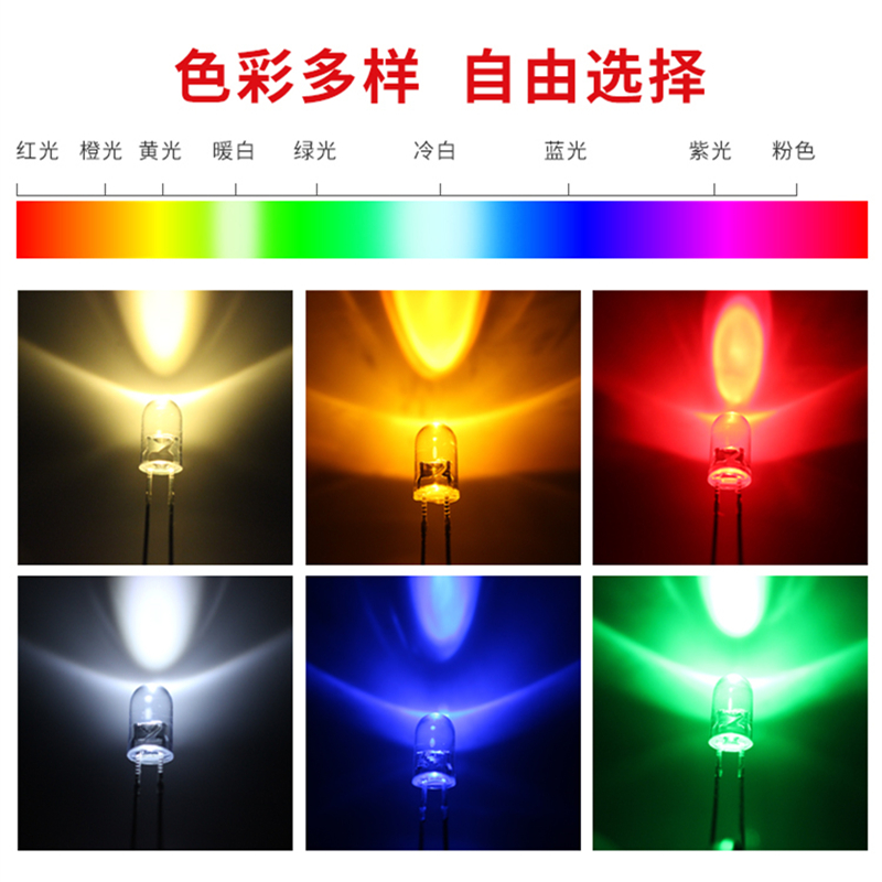 1000PCS 3MM F3 LED Light LED Luminous Tube Round Green Yellow Blue White Red Color LED Light Lamp Emitting Diode Short/Long