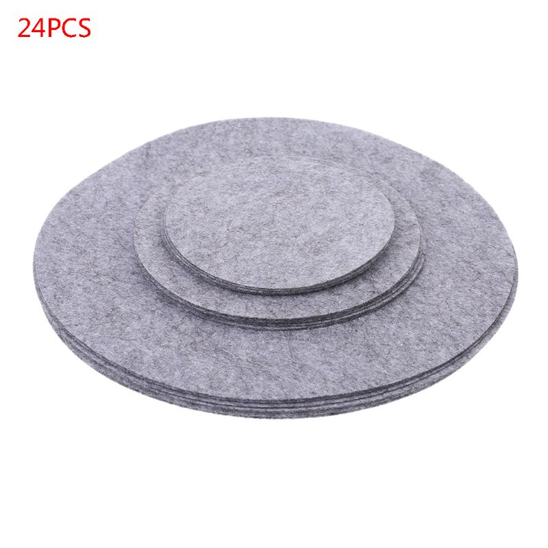 Set  of 24 mjuka filtplåtavdelare 3 storlekar pan separator pads köksredskap bakeware kruka staplingsskydd maträtt repskydd: Grå