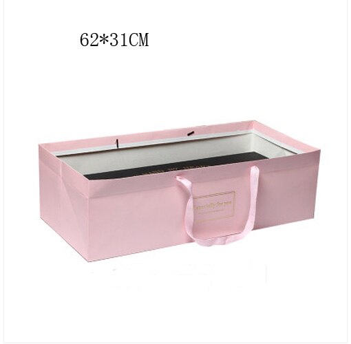 Rectangular Flower Box With Flower Mud Slot Valentine's Day Top Bouquet Packaging Box I Love U Pattern Florist Supply: Red