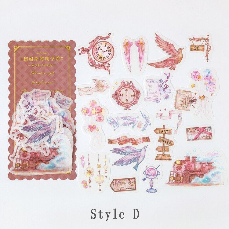 Mr. Papier 60Pcs Brief Van Magic Deco Dagboek Grote Washi Sticker Scrapbooking Label Planner Doodling Decoratieve School Briefpapier: D