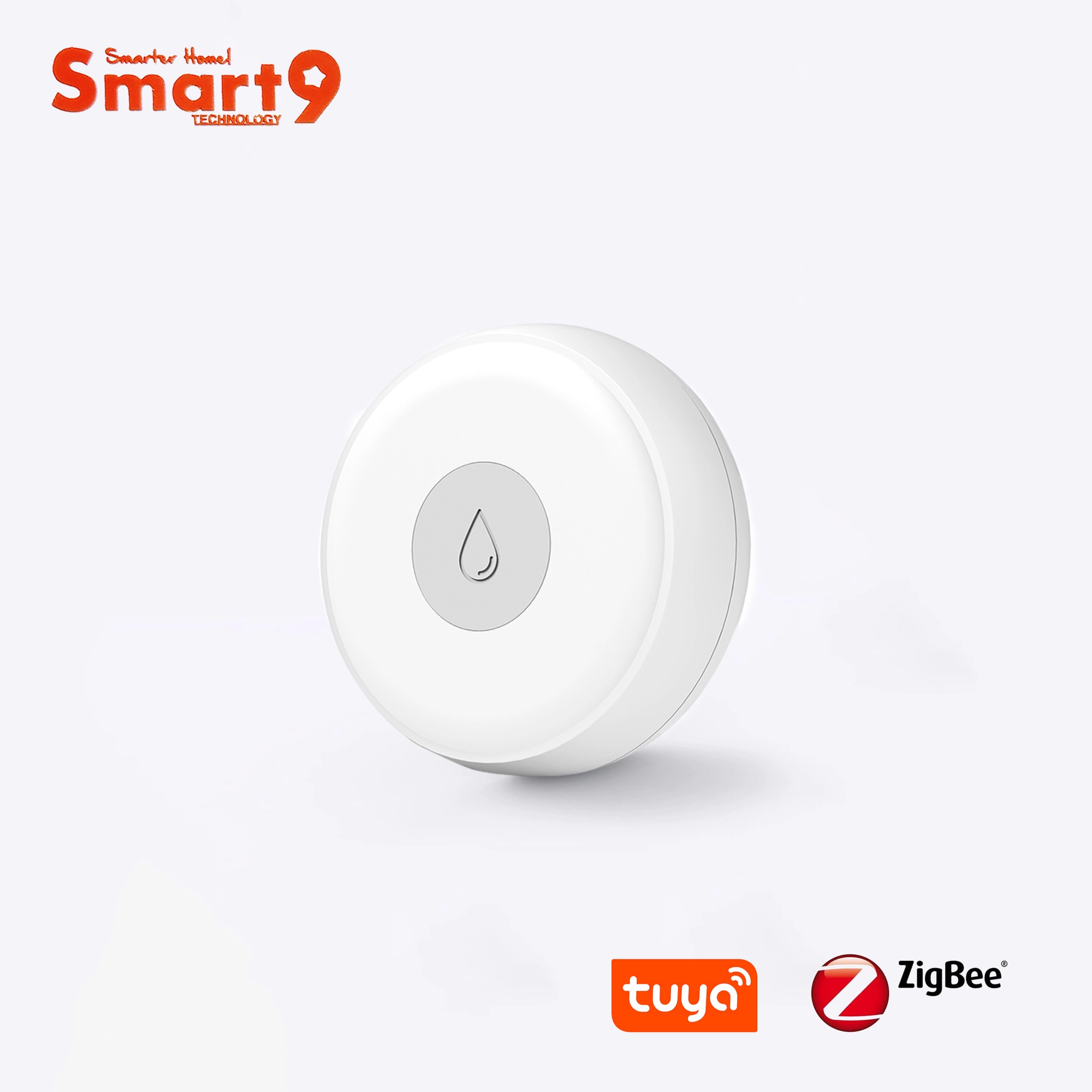Sensor de agua Smart9 ZigBee que funciona con TuYa ZigBee Hub, alimentado por batería de tamaño Mini con de forma redonda, alimentado por TuYa
