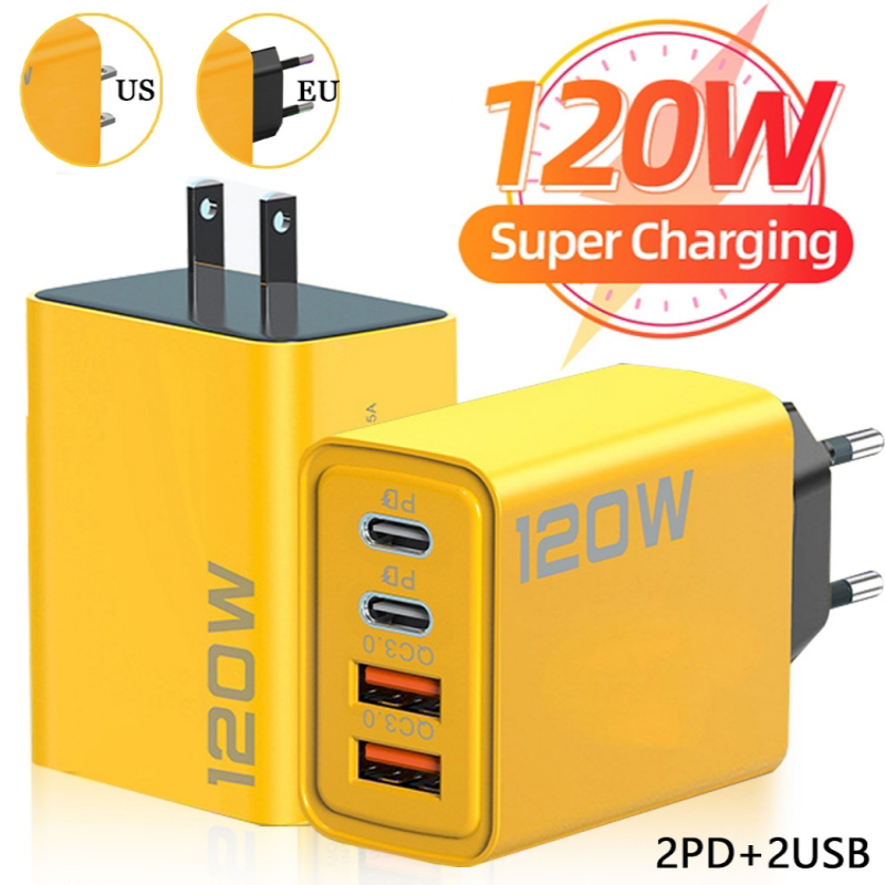 4-poorts USB C PD-oplader Snel opladen 3.0 Type C USB-telefoonoplader Muurreizen Snellaadadapter voor mobiele telefoon US EU-stekker