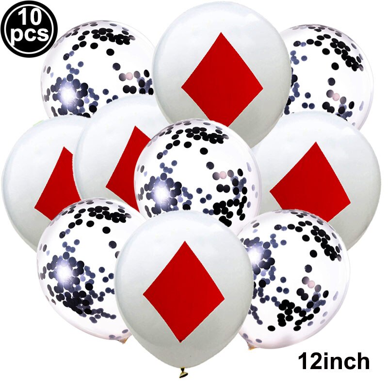 10X Casino Thema Party Decor Confetti Ballon Poker Latex Ballon Set Las Vegas Casino Verjaardag Bruiloft Decor Spades Ballen: F