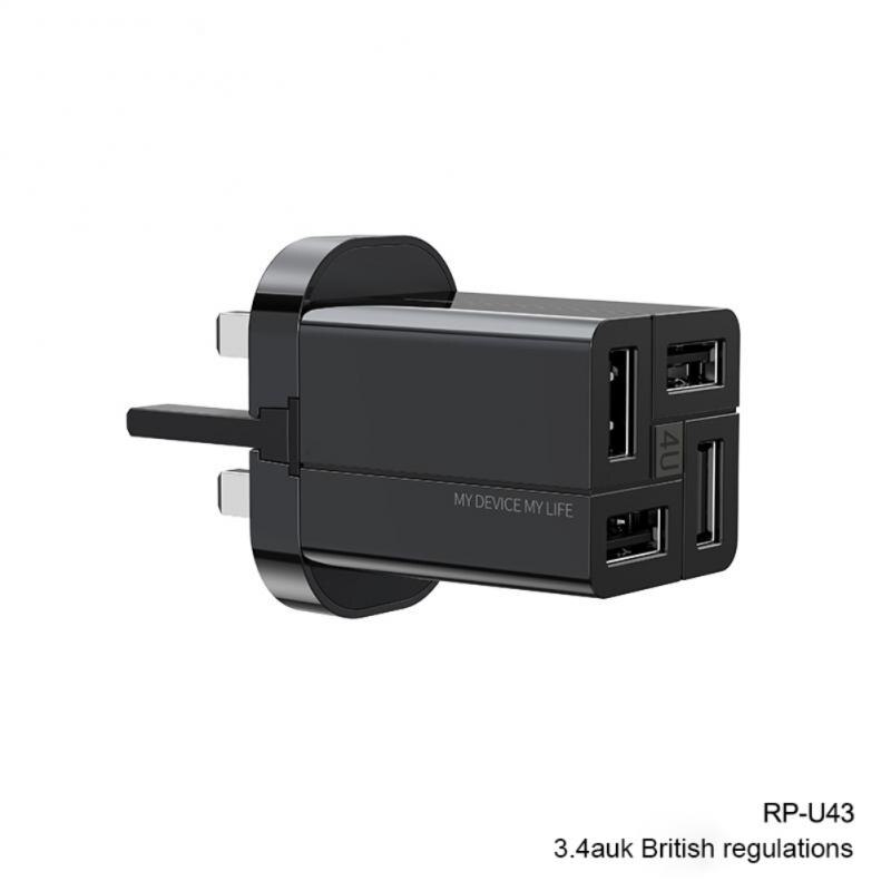 Ładowarka USB szybkie ładowanie 3.4A/5V ue/UK szybka ładowarka ładowarka do Samsung IPhone 11 4 porty ładowarka do telefonu komórkowego: UK black