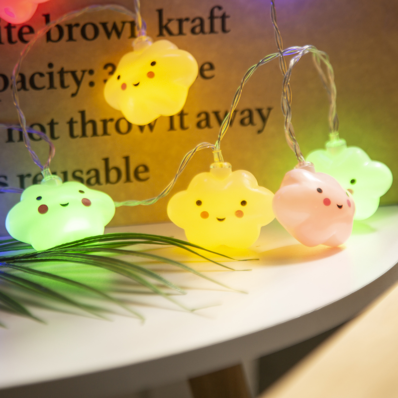 Guirnalda de luces Led de hadas para niños, lámpara de luz nocturna con batería de 10/20Leds, bonita nube sonriente, para decoración de la habitación del hogar: RGB / 1.5m 10leds / battery