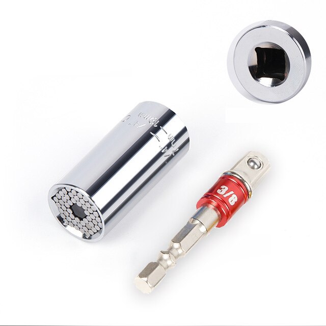 Clé dynamométrique universelle jeu de têtes douille 7-19mm perceuse à cliquet douille clé clé magique poignée outils à main outils de bricolage: D