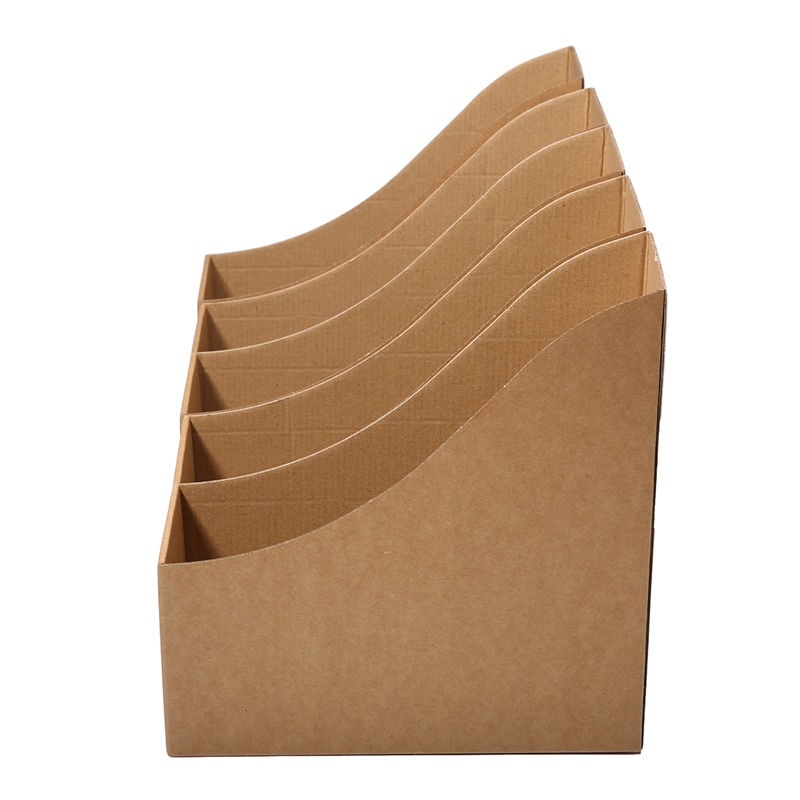 5pcs Kraft Paper Table Storage Box Folder Book Frame File Storage Box for Home Office Study Desktop Books Documents Organizer