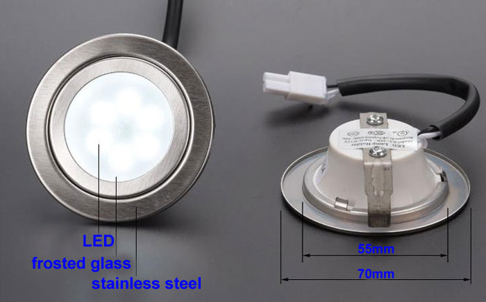 DC 12V 1.5W Frosted Kitchen Hoods Light LED 55mm Hole Milky Cover
