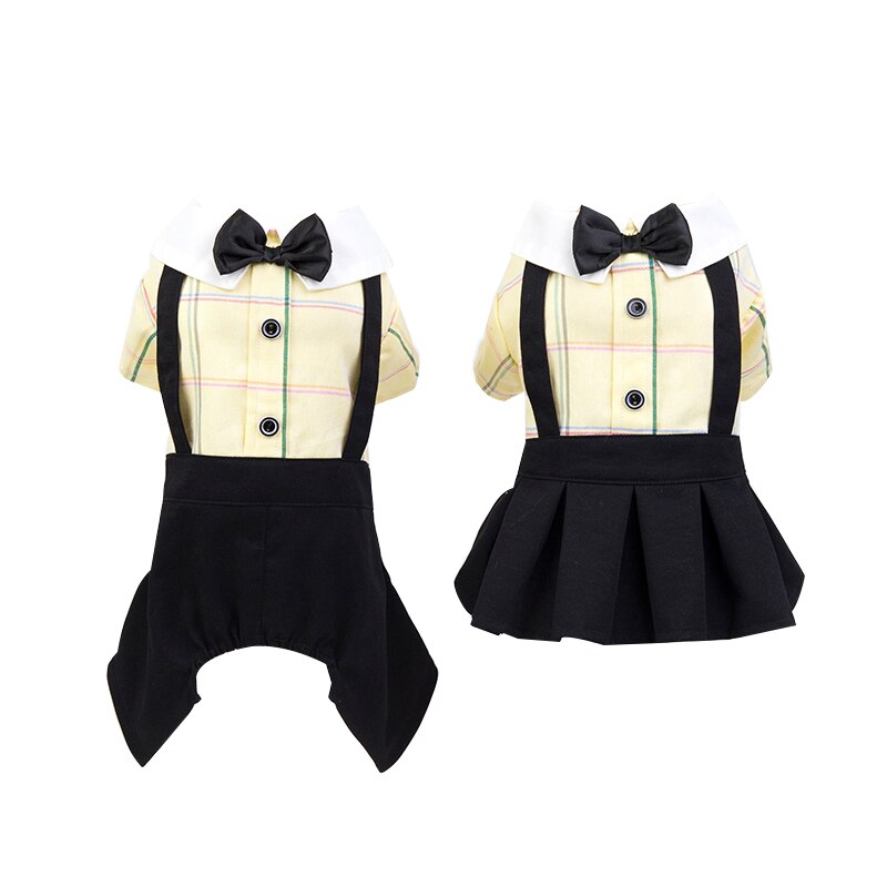Tassband söt hund jumpsuit kostym husdjur student uniform liten hund kläder mjuk valp kjol hund klänning husdjur kläder för hund ropa perro