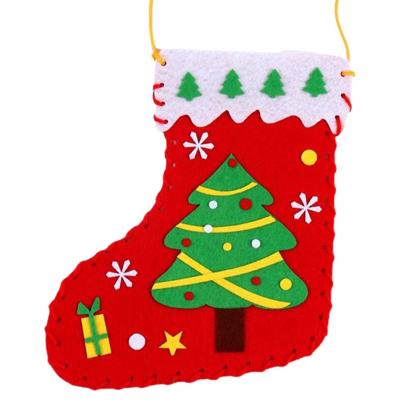 Christmas children's handmade socks Christmas decorations children's educational decorations DIY supplies: Gold