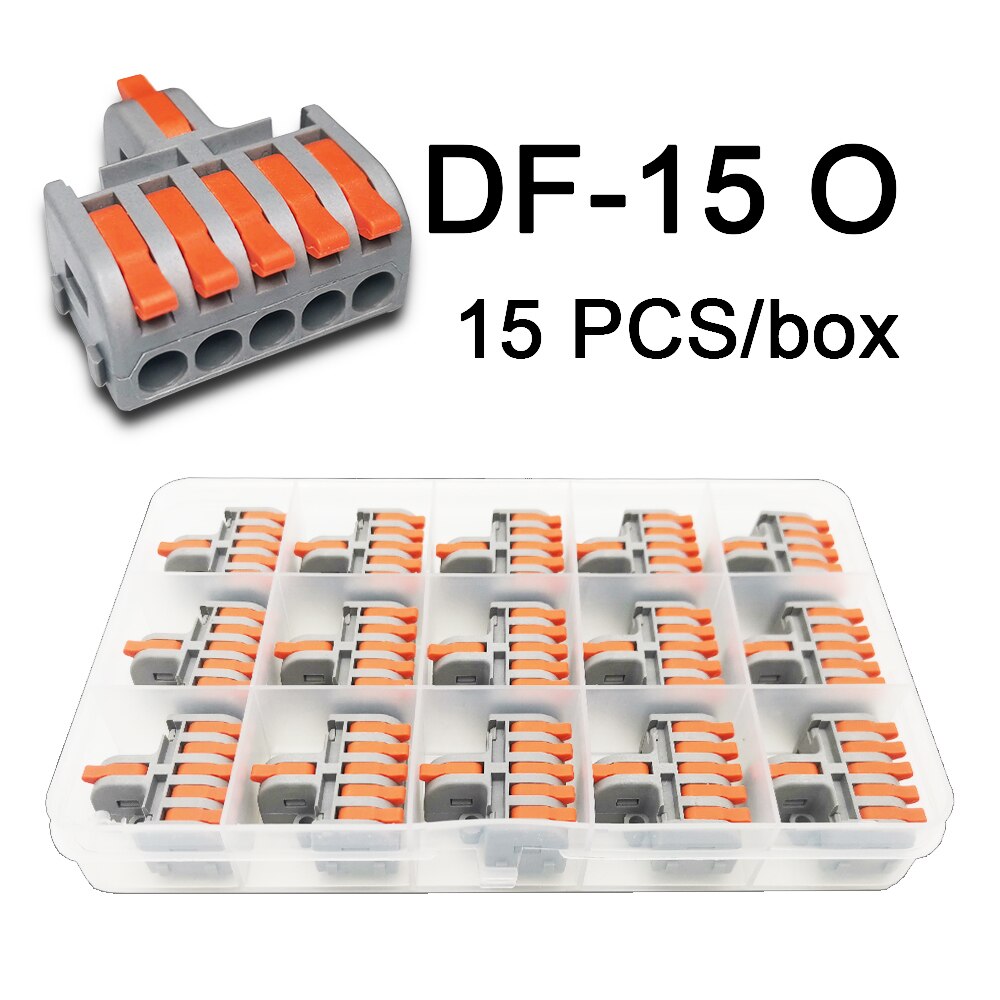 Mini Fast Boxed Wire Connector DF-12/13/14/15 Compact Conductor Spring Wiring Connector Conductor Push-in Terminal Block: 15 O 15PCS